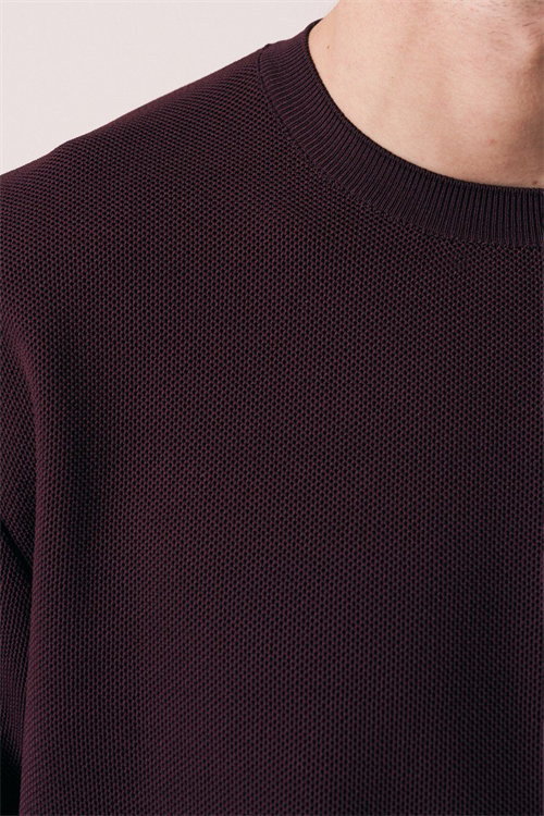 Wholesale Mens Bordeaux Knit Crew-Neck T-Shirt