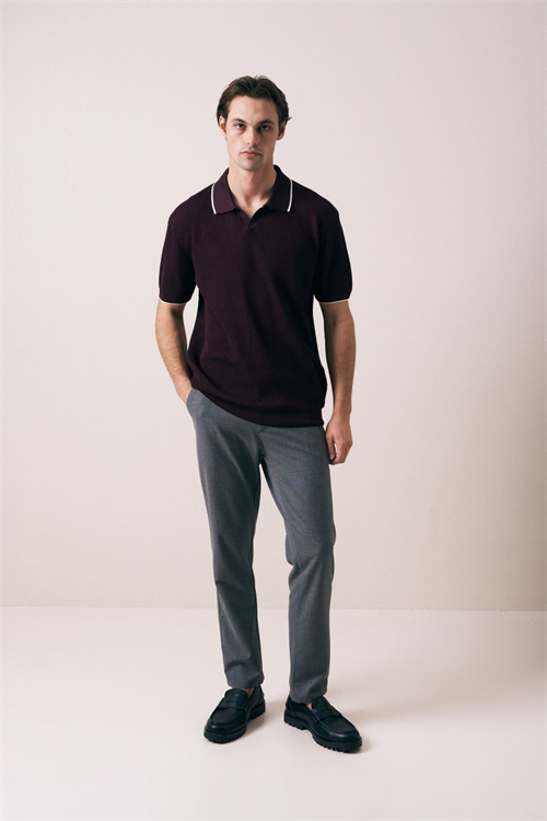 Wholesale Mens Bordeaux Knit Polo Shirt