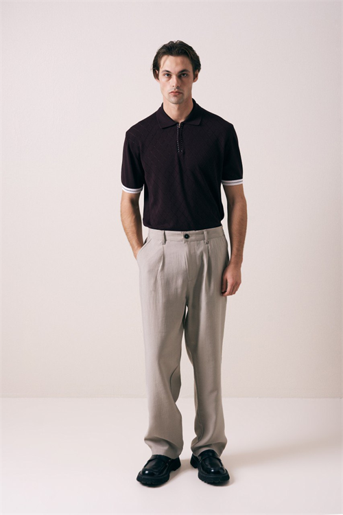 Wholesale Mens Bordeaux Knit Polo Shirt