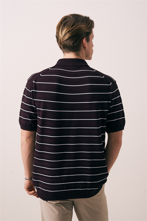 Wholesale Mens Bordeaux Knit Polo Shirt