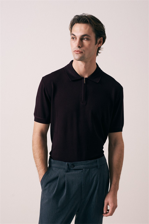 Wholesale Mens Bordeaux Knit Polo Shirt