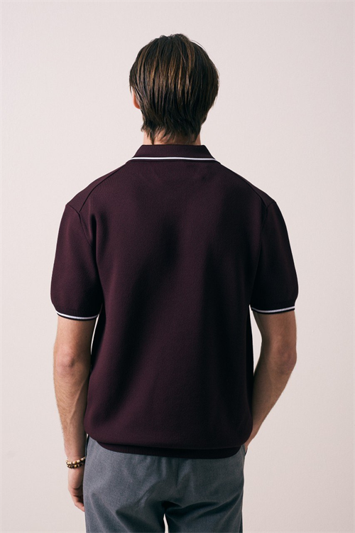 Wholesale Mens Bordeaux Knit Polo Shirt
