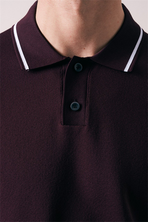 Wholesale Mens Bordeaux Knit Polo Shirt