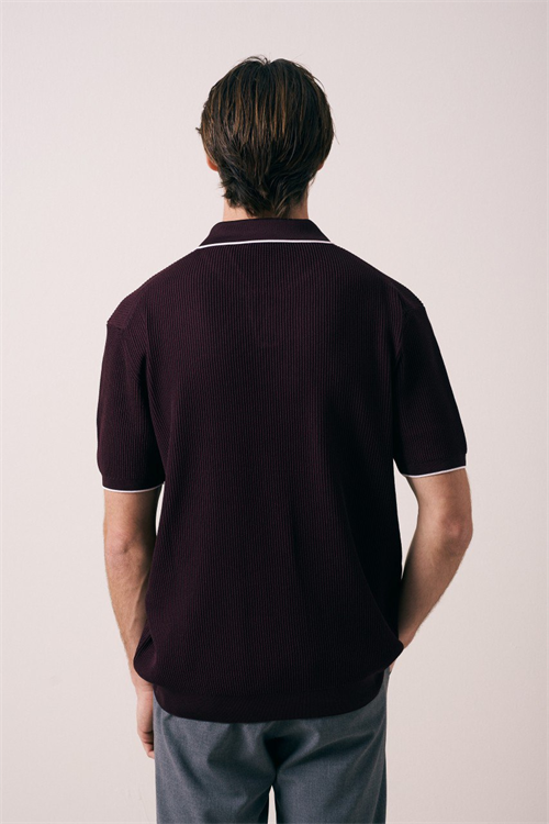 Wholesale Mens Bordeaux Knit Polo Shirt