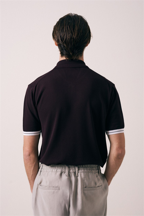 Wholesale Mens Bordeaux Knit Polo Shirt