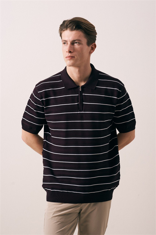 Wholesale Mens Bordeaux Knit Polo Shirt
