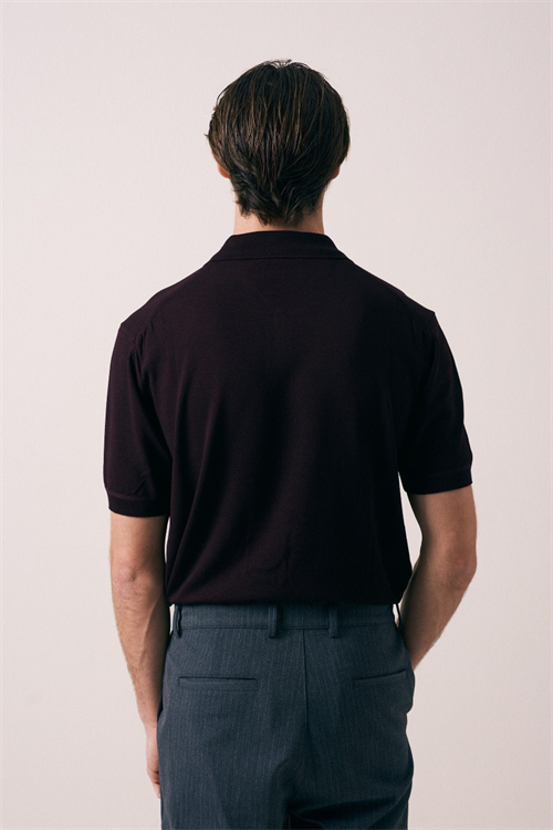 Wholesale Mens Bordeaux Knit Polo Shirt