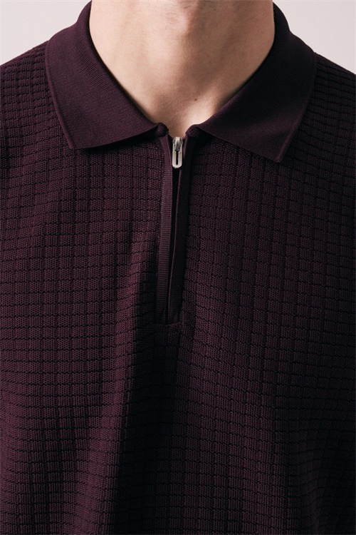 Wholesale Mens Bordeaux Knit Polo Shirt