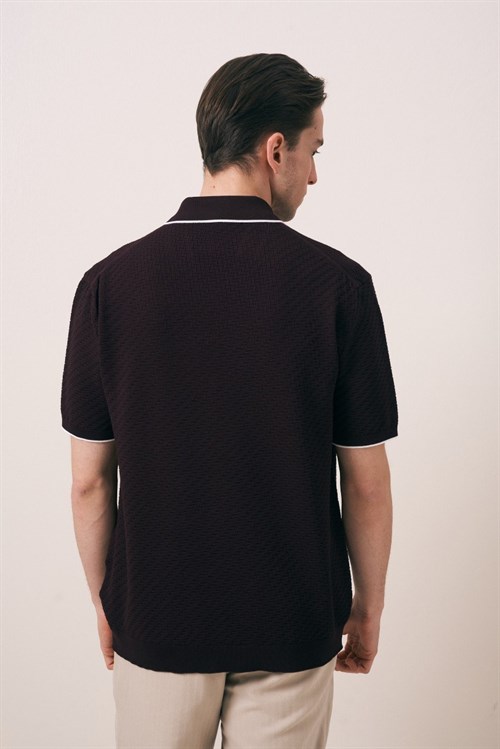 Wholesale Mens Bordeaux Knit Polo T-Shirt