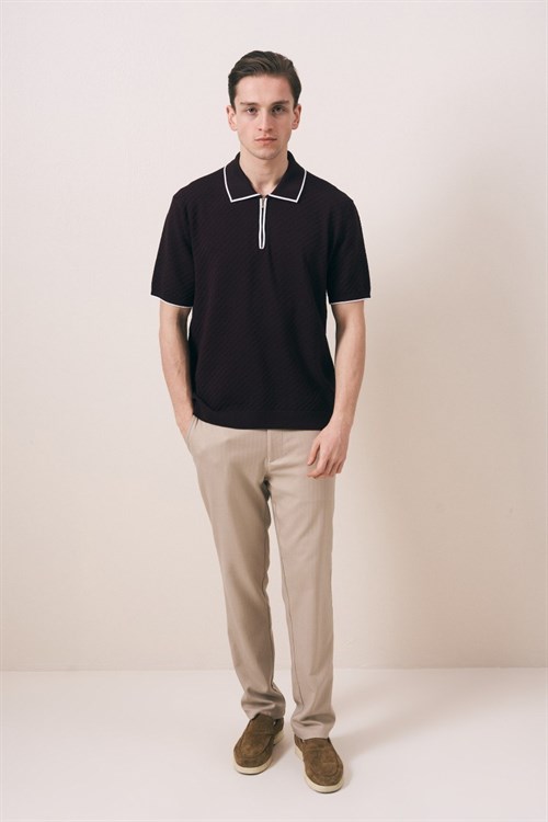Wholesale Mens Bordeaux Knit Polo T-Shirt