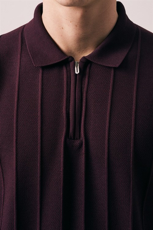 Wholesale Mens Bordeaux Knit Polo T-Shirt