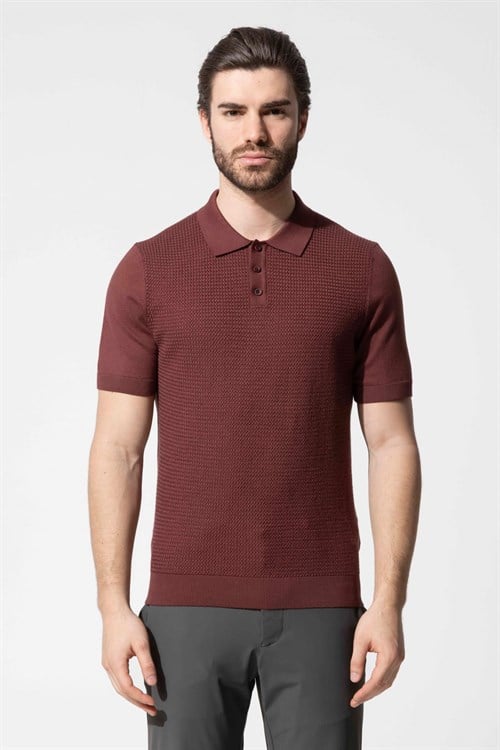 Wholesale Mens Bordeaux Knit Polo T-Shirt