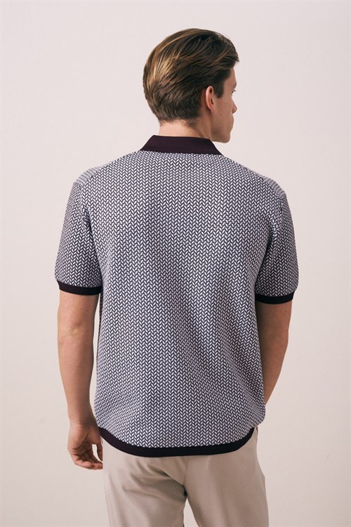 Wholesale Mens Bordeaux Knit Polo T-Shirt