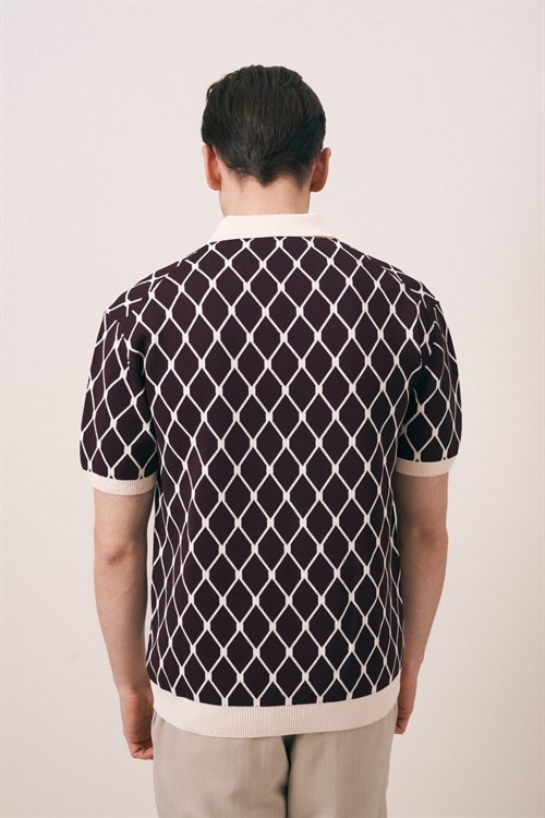 Wholesale Mens Bordeaux Knit Polo T-Shirt