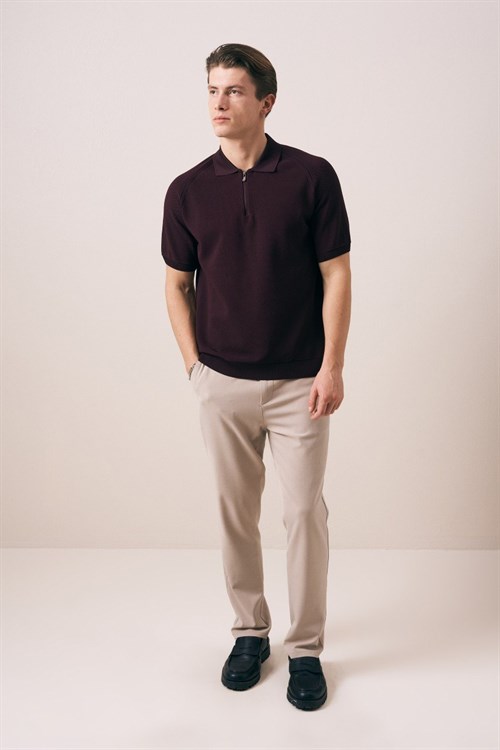 Wholesale Mens Bordeaux Knit Polo T-Shirt