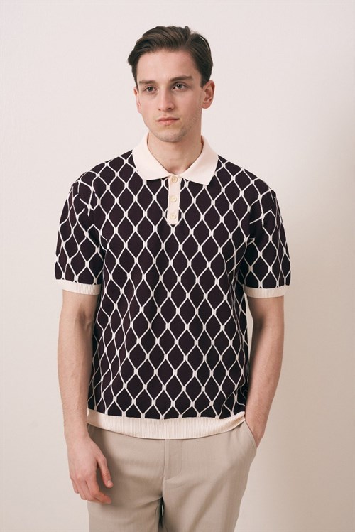 Wholesale Mens Bordeaux Knit Polo T-Shirt