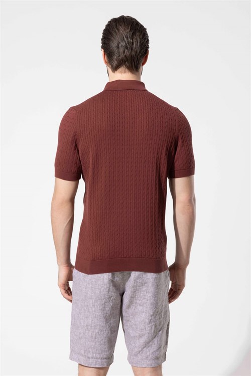 Wholesale Mens Bordeaux Knit Polo T-Shirt