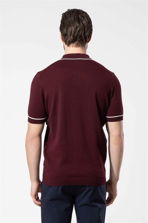 Wholesale Mens Bordeaux Knit Polo T-Shirt