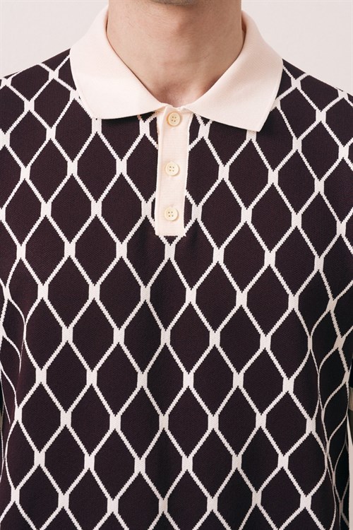 Wholesale Mens Bordeaux Knit Polo T-Shirt