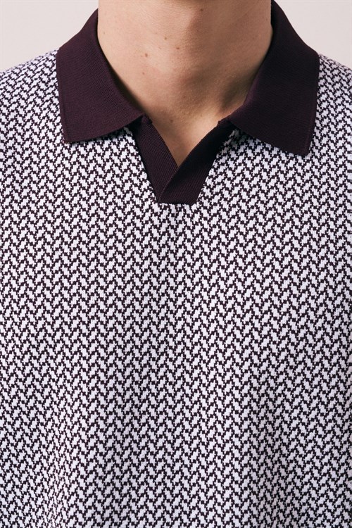 Wholesale Mens Bordeaux Knit Polo T-Shirt