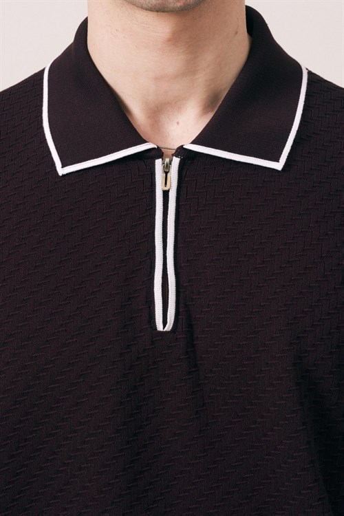 Wholesale Mens Bordeaux Knit Polo T-Shirt
