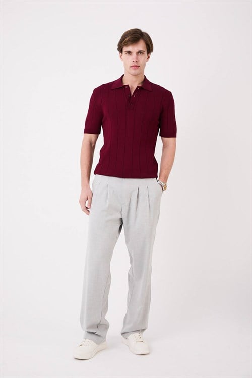 Wholesale Mens Bordeaux Knit Polo T-Shirt
