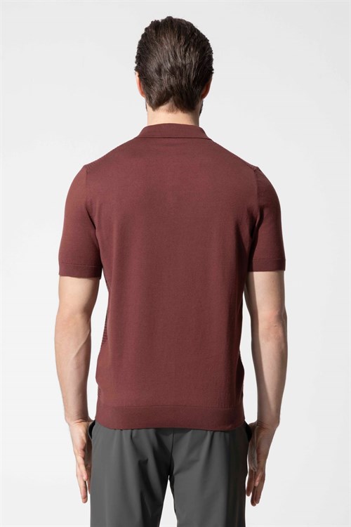 Wholesale Mens Bordeaux Knit Polo T-Shirt