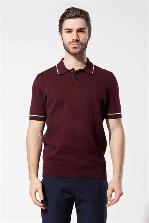 Wholesale Mens Bordeaux Knit Polo T-Shirt