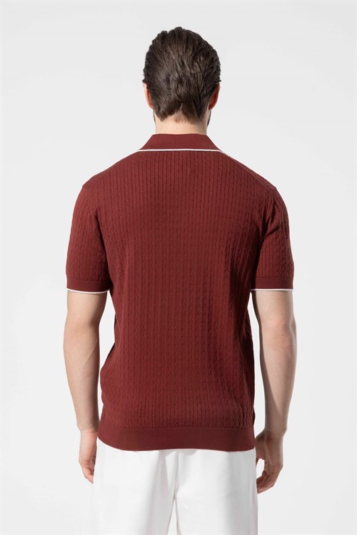 Wholesale Mens Bordeaux Knit Polo T-Shirt
