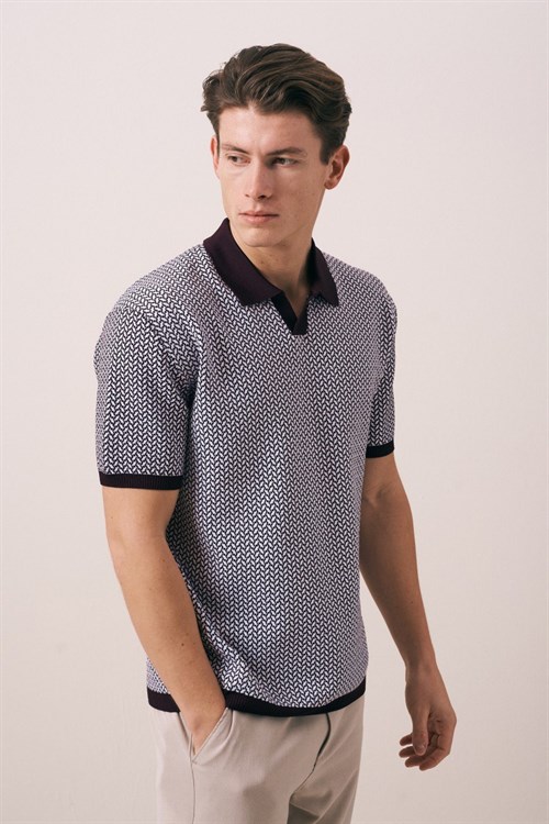 Wholesale Mens Bordeaux Knit Polo T-Shirt
