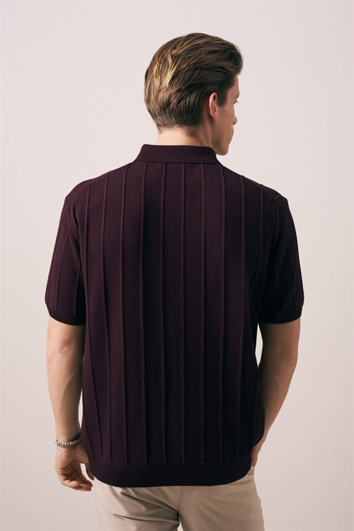 Wholesale Mens Bordeaux Knit Polo T-Shirt