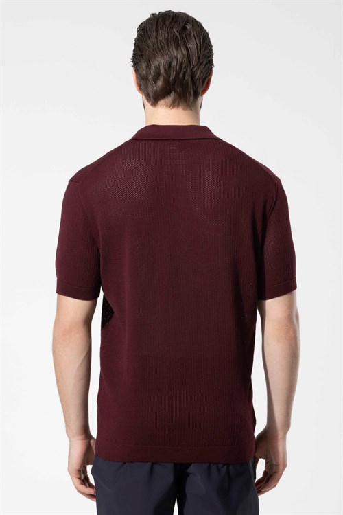 Wholesale Mens Bordeaux Knit Polo T-Shirt