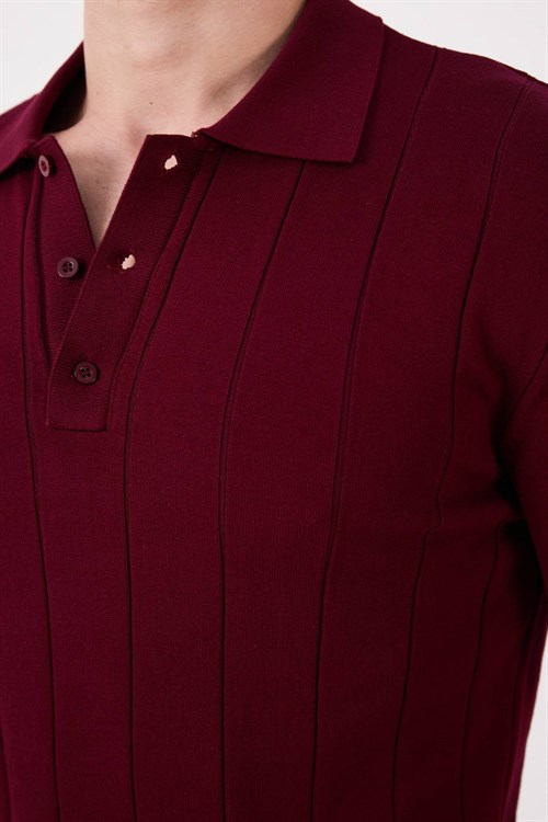Wholesale Mens Bordeaux Knit Polo T-Shirt