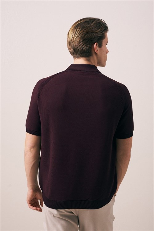 Wholesale Mens Bordeaux Knit Polo T-Shirt