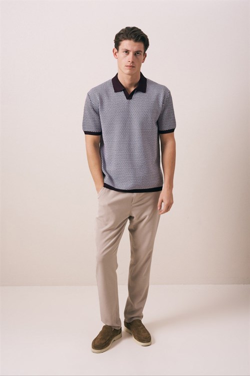 Wholesale Mens Bordeaux Knit Polo T-Shirt