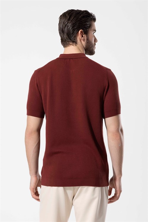 Wholesale Mens Bordeaux Knit Polo T-Shirt
