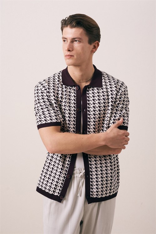 Wholesale Mens Bordeaux Knit Shirt