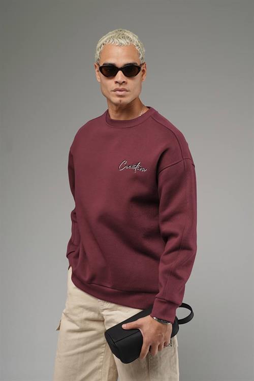 Wholesale Mens Bordeaux Oversized Sweatshirt 