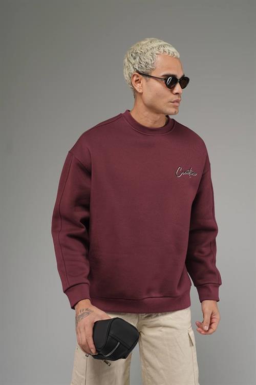 Wholesale Mens Bordeaux Oversized Sweatshirt 