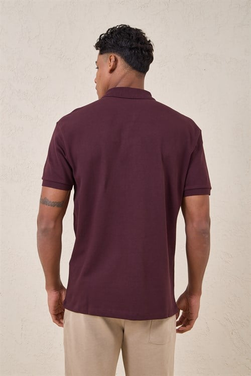 Wholesale Mens Bordeaux Pique Fabric Polo Shirt