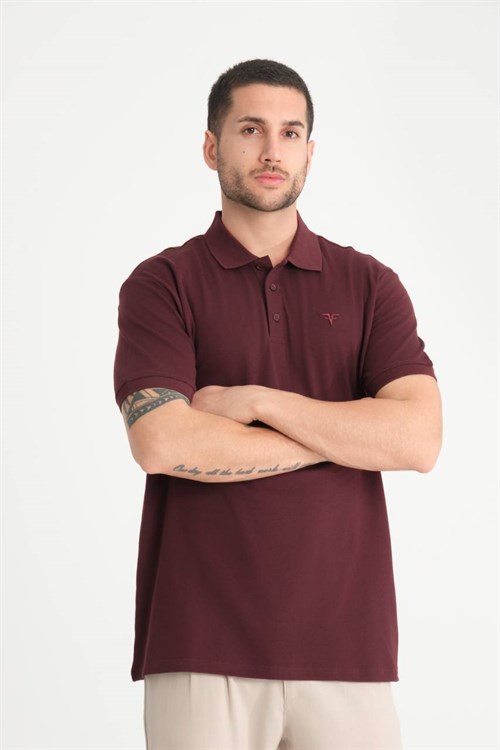 Wholesale Mens Bordeaux Pique Fabric Polo Shirt