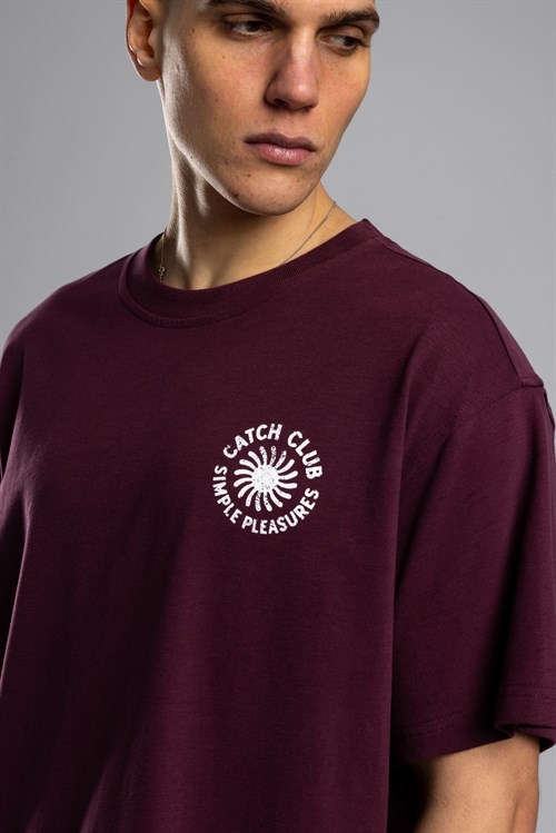 Wholesale Mens Bordeaux Printed T-shirt