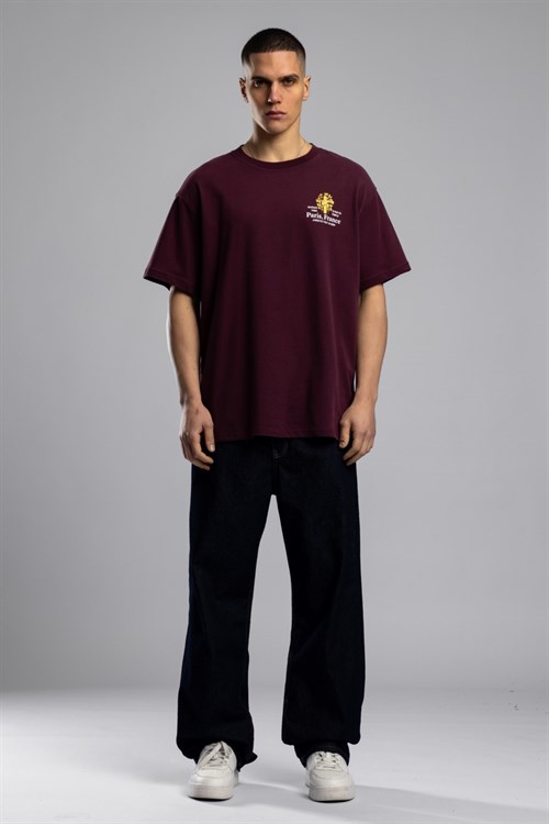 Wholesale Mens Bordeaux Printed T-shirt