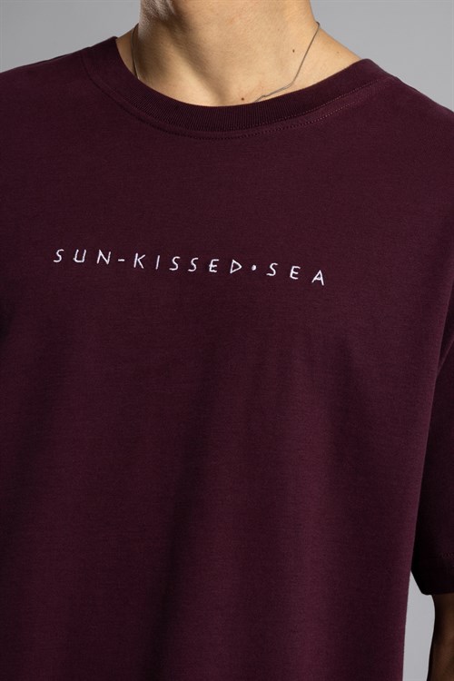 Wholesale Mens Bordeaux Printed T-shirt