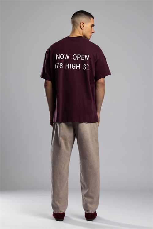 Wholesale Mens Bordeaux Printed T-Shirt