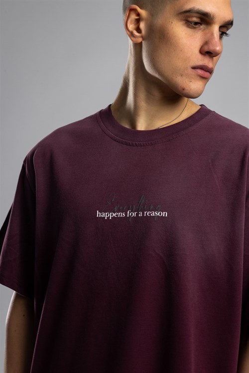 Wholesale Mens Bordeaux Printed T-shirt