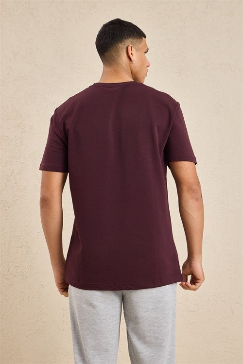 Wholesale Mens Bordeaux Regular Fit Basic Crew-Neck T-Shirt