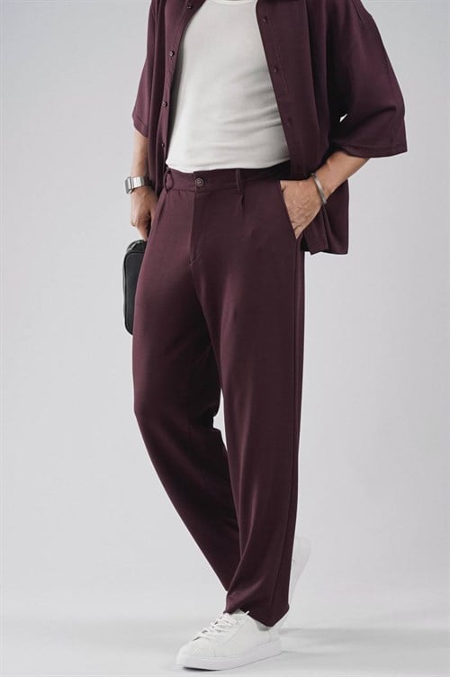 Wholesale Mens Bordeaux Shirt and Pants Set