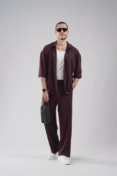 Wholesale Mens Bordeaux Shirt and Pants Set