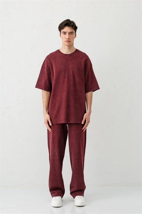 Wholesale Mens Bordeaux T-Shirt and Pants Set